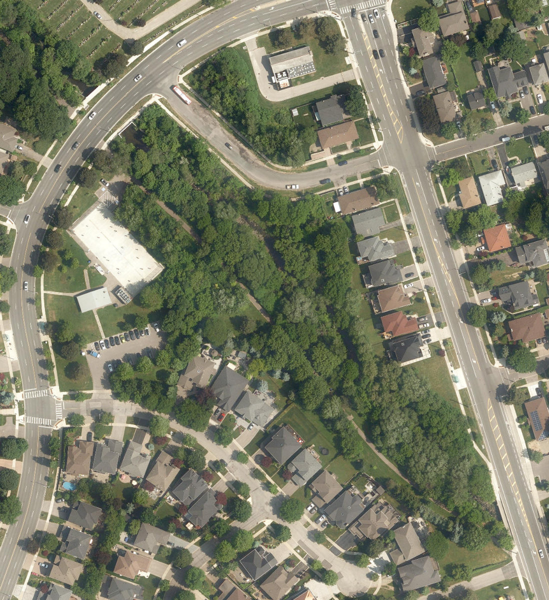 Valleyfield Park — aerial / top-down view