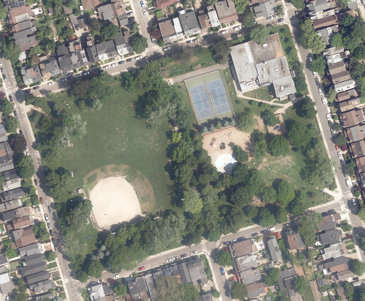 Dovercourt Park — aerial / top-down view