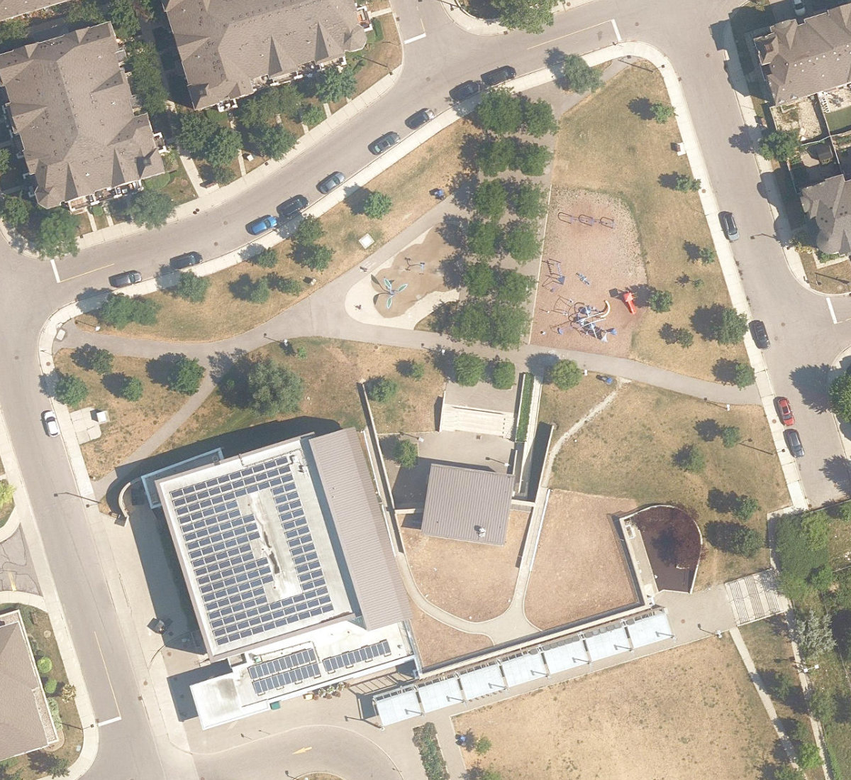 Warden Hilltop Community Centre — aerial / top-down view