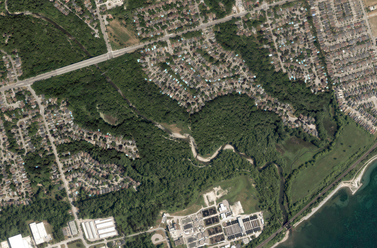 Lower Highland Creek — aerial / top-down view