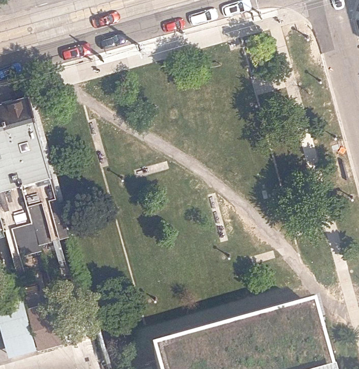 Paul Garfinkel Parkette — aerial / top-down view