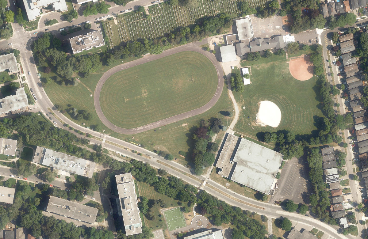 Memorial Park - North York — aerial / top-down view