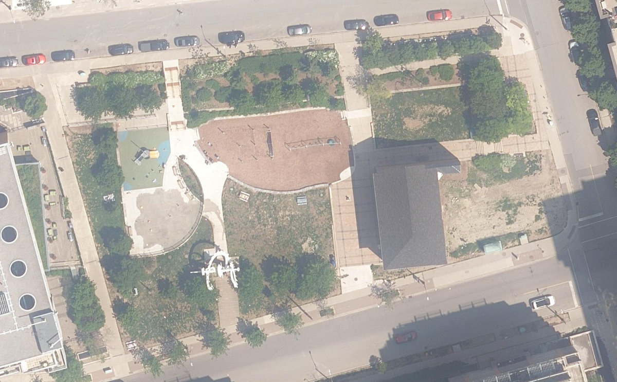 Liberty Village Park — aerial / top-down view