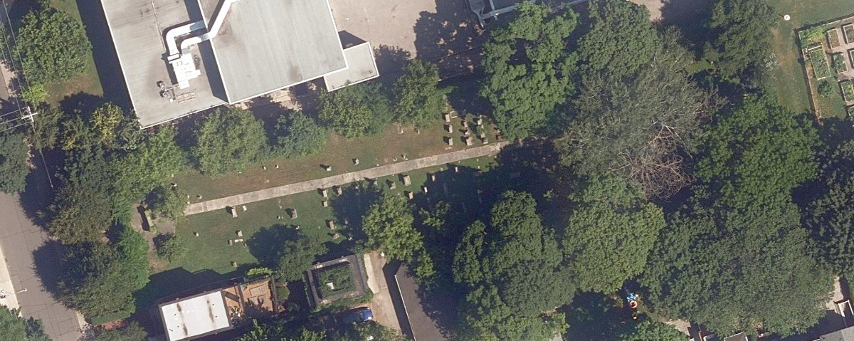 Pape Avenue Cemetery — aerial / top-down view